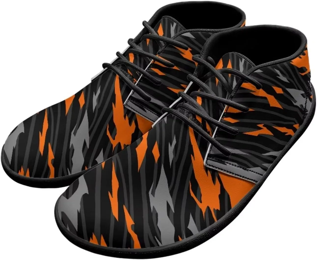 Howilath Zebra Print Barefoot Shoes Men Waterproof Running Cross Training Shoe with Zero Drop Sole Low Zero Drop Sneaker