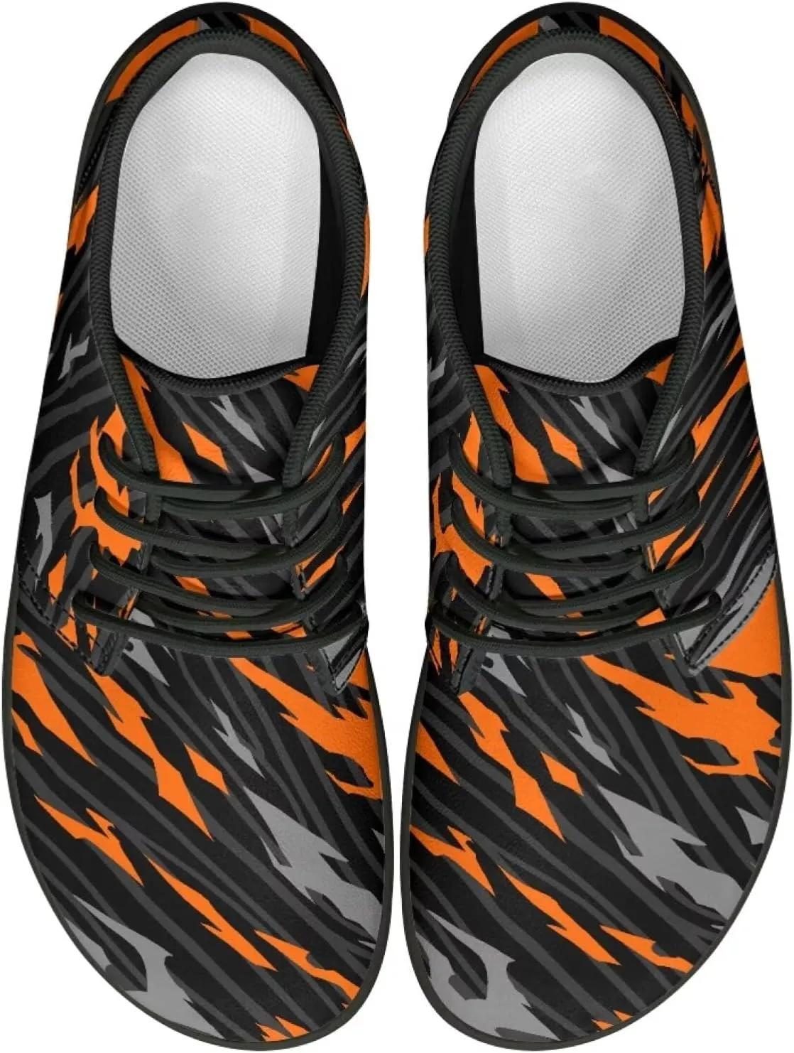 Howilath Zebra Print Barefoot Shoes Men Waterproof Running Cross Training Shoe with Zero Drop Sole Low Zero Drop Sneaker