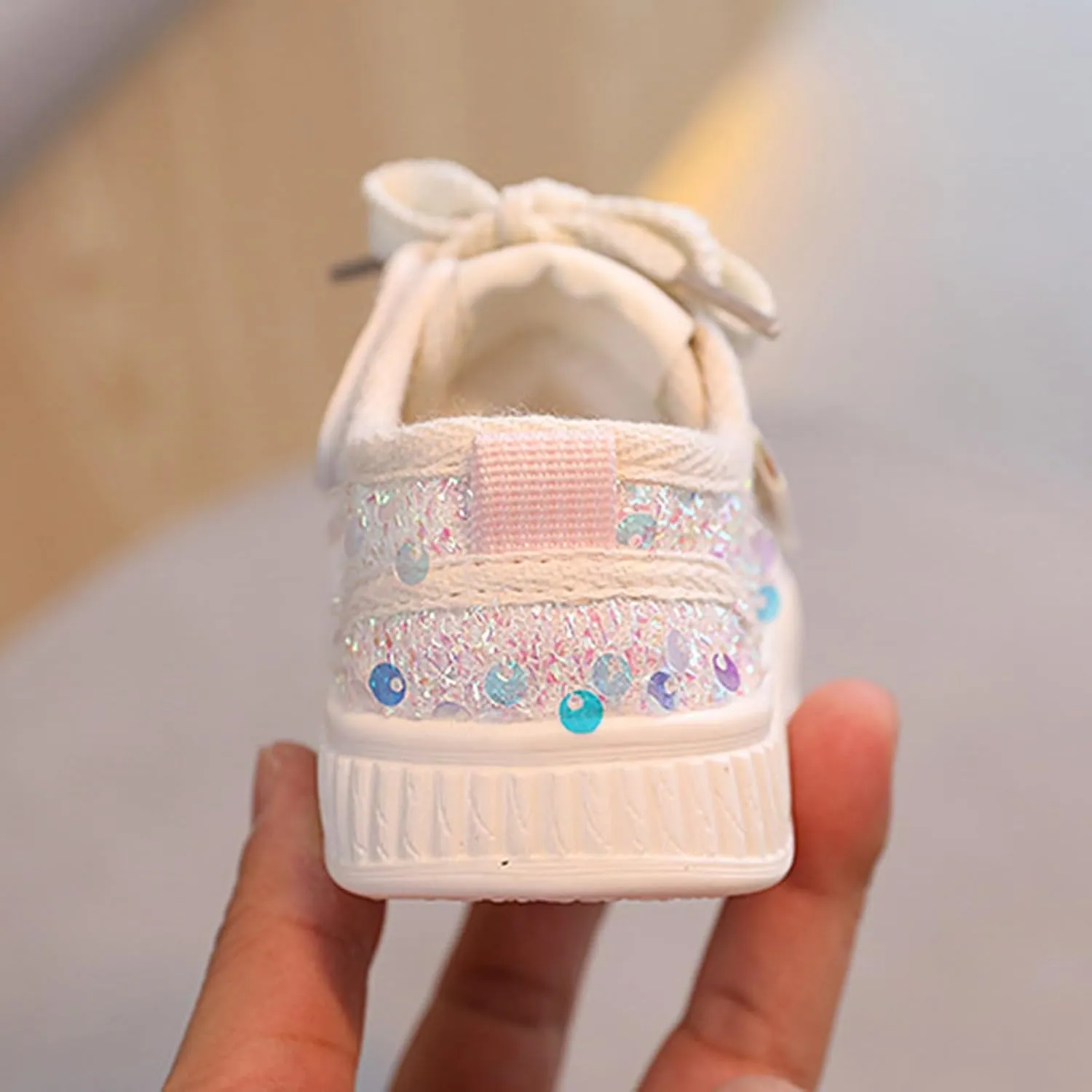 Infant Sequin Canvas Shoes Toddler Lightweight Platform Slip On Walking Sneaker with Easy Slip on Tennis Shoes for Girls