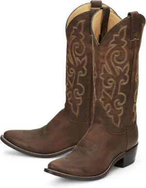 Justin Buck 13" Cowboy Boots for Men - Durable Premium Full-Grain Leather Round Toe Western Boots Build with Cushioned Insole & Full Welt Construction, Bay Apache - 8.5 D