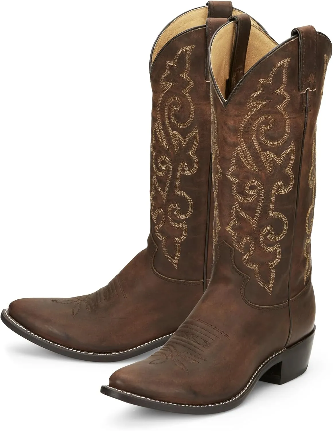 Justin Buck 13" Cowboy Boots for Men - Durable Premium Full-Grain Leather Round Toe Western Boots Build with Cushioned Insole & Full Welt Construction, Bay Apache - 8.5 D