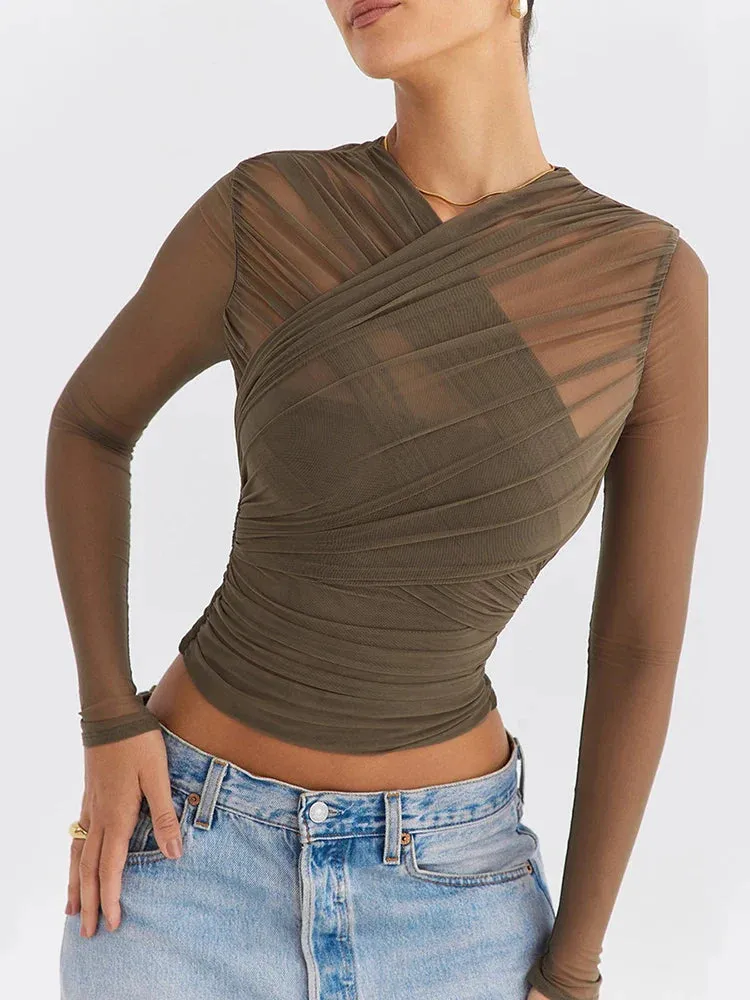 Katriona l Elegante Top met Lange mouwen En V-Hals