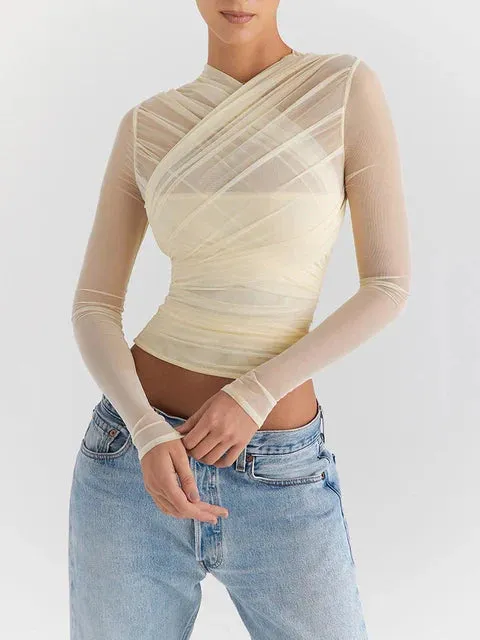 Katriona l Elegante Top met Lange mouwen En V-Hals