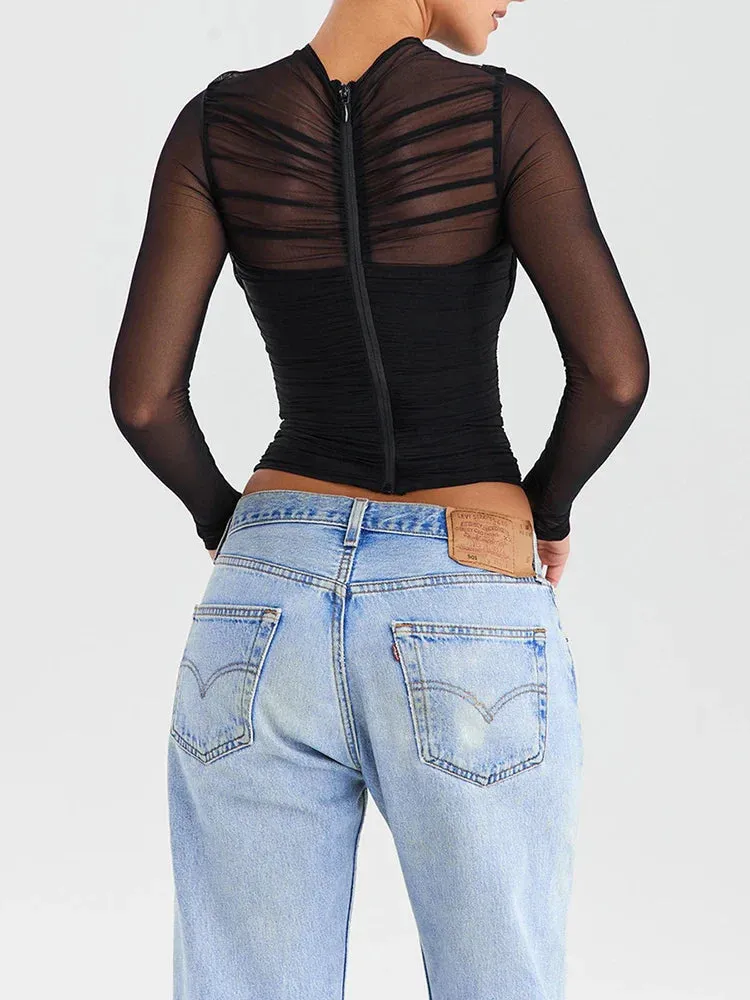 Katriona l Elegante Top met Lange mouwen En V-Hals