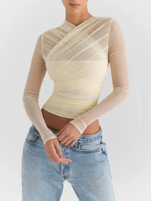Katriona l Elegante Top met Lange mouwen En V-Hals