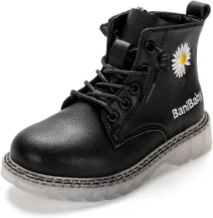 Kids Classic Boots, Black Lace-up Boots, School and Daily Wear, High-Top Design