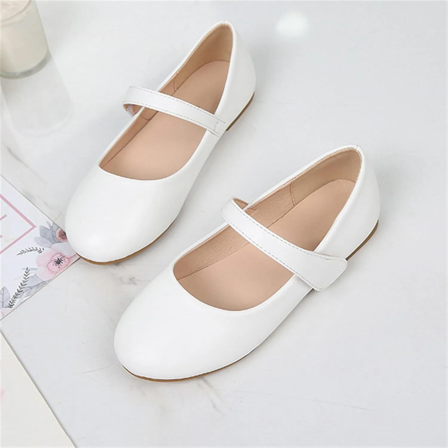Kids Mary Jane Ballerina Flat Dress Shoes Toddler Girls Easy Buckle School T Strap Sandals Flat Beach Water Shoes