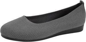 Ladies Fashion Solid Color Breathable Knitting Round Head Flat Comfortable Casual Single Casual Womens Shoes Slip on