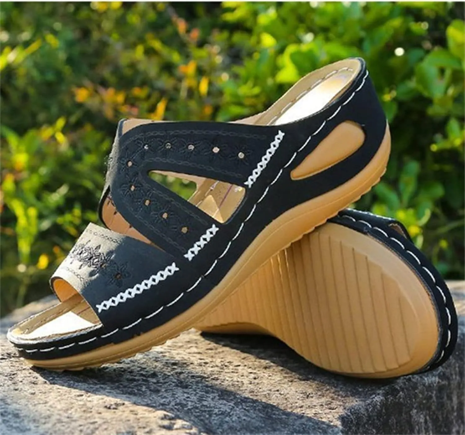 Ladmiple Sandals Women Comfortable Arch Support Orthotic Flips Flops Orthopedic Slides Plantar Fasciitis for Flat feet