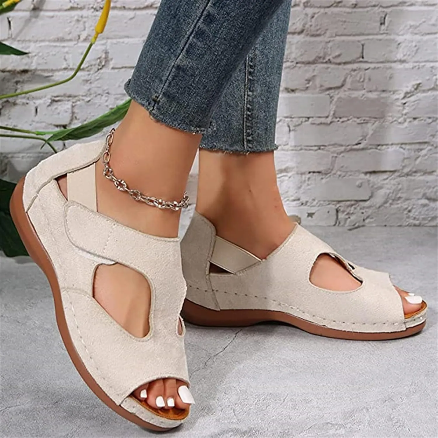 Ladmiple Sandals Women Fashion Flat Orthotic Flip Flops Comfortable Walking Arch Support Dressy Summer Cute Orthopedic Slides