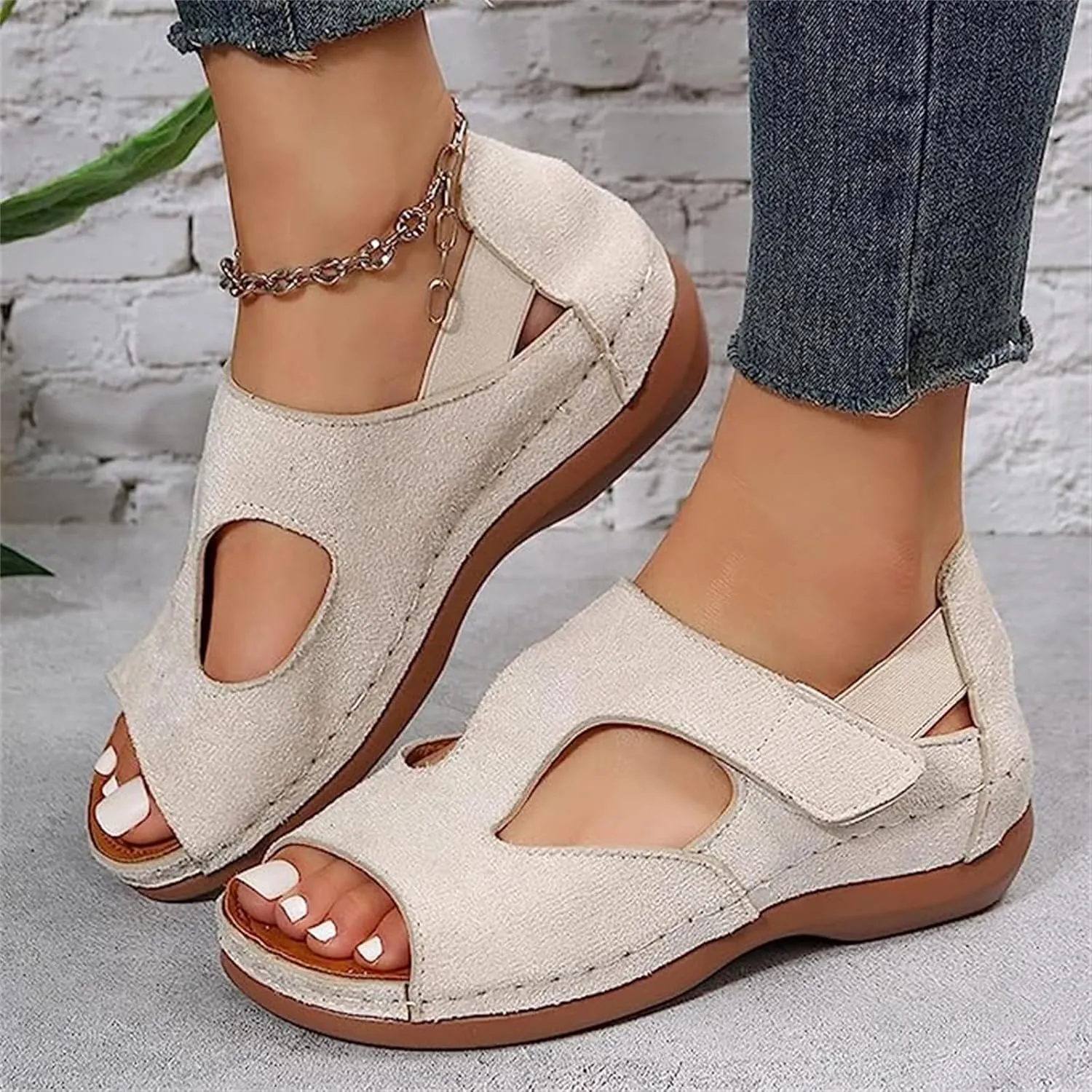 Ladmiple Sandals Women Fashion Flat Orthotic Flip Flops Comfortable Walking Arch Support Dressy Summer Cute Orthopedic Slides