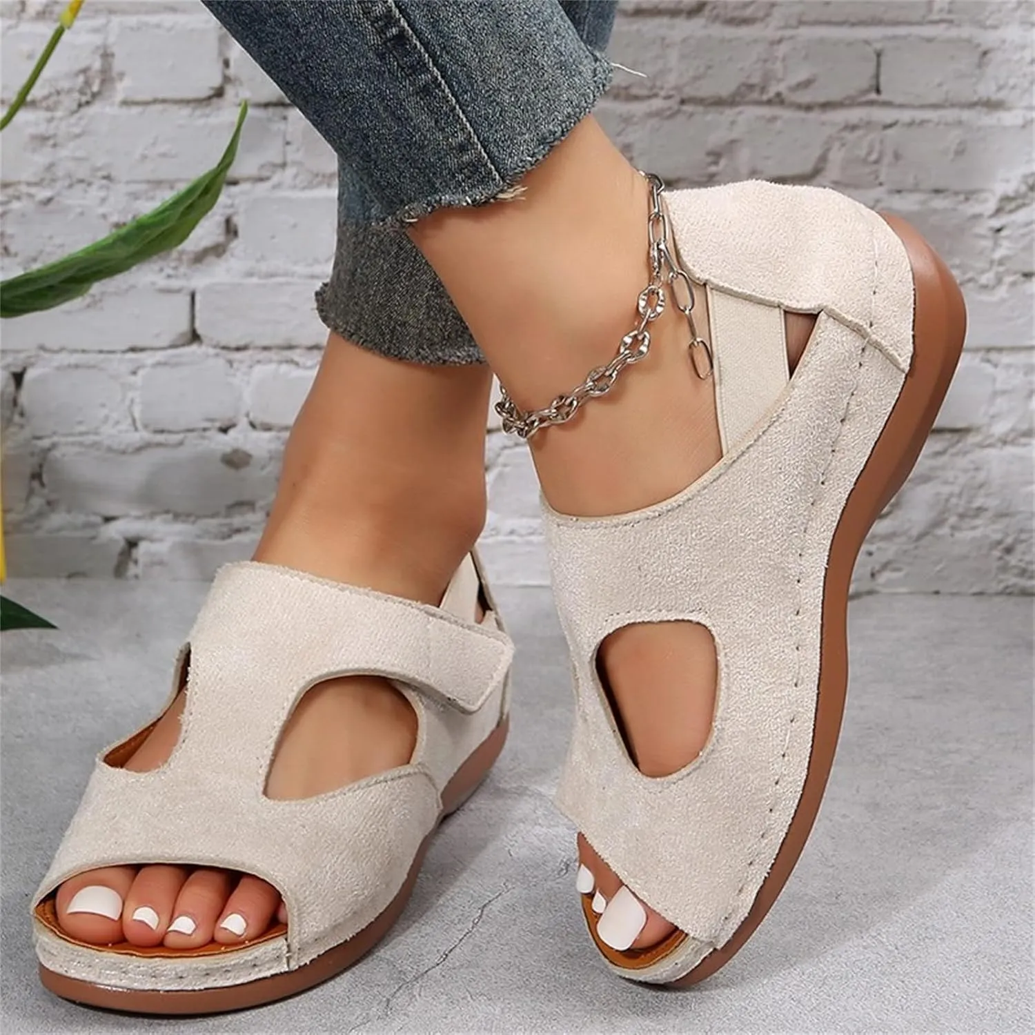 Ladmiple Sandals Women Fashion Flat Orthotic Flip Flops Comfortable Walking Arch Support Dressy Summer Cute Orthopedic Slides