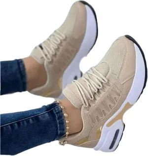 Ladmiple Shoes For Women Sneakers Trendy Low Top Lace Up Fashion Dressy Casual Summer Slip On Platform Walking Shoes