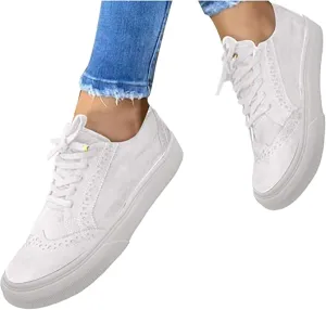 Ladmiple Sneakers For Women Walking Shoes Lace-up Classic Fashion Dressy Casual Summer Slip On Platform Flats Loafers