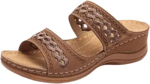 Ladmiple Summer Sandals for Women 2023 Wedge Slides Sandal Breathable Open Toe Dressy Comfort Slip On Orthopedic Sandals
