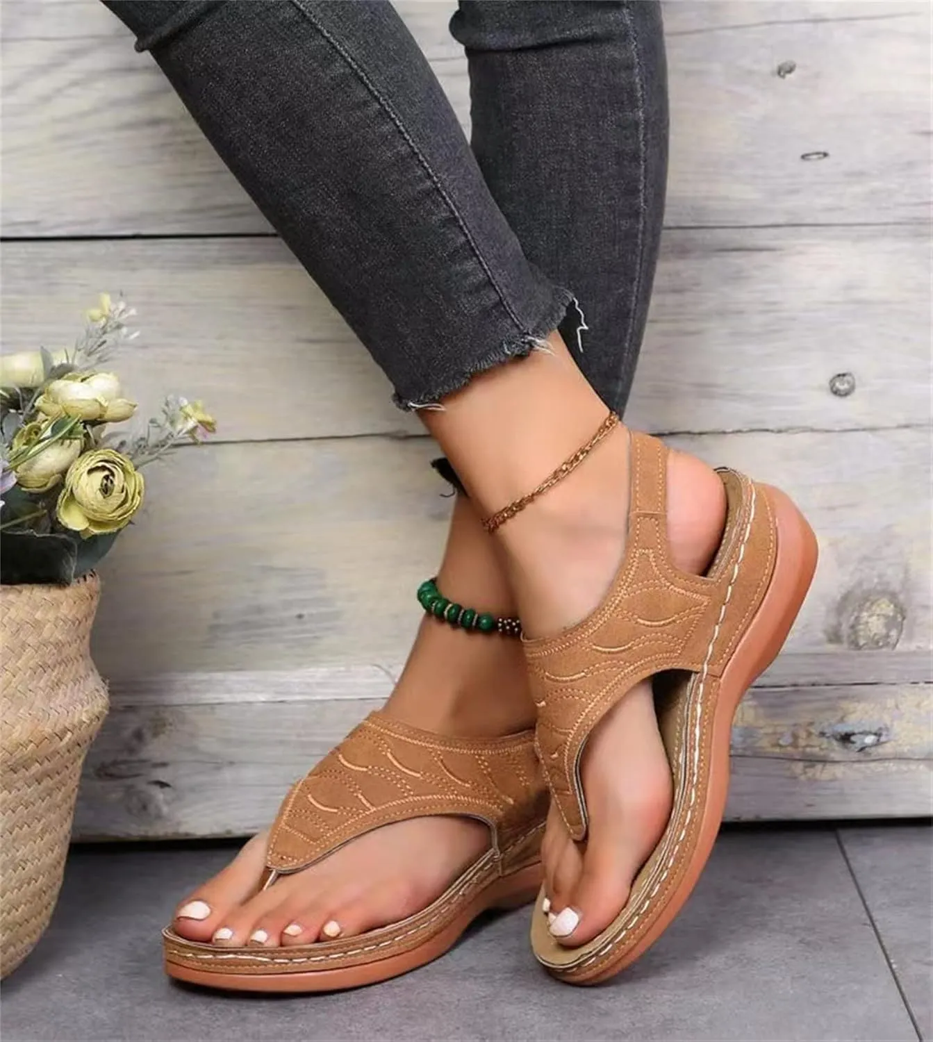 Ladmiple Womens Sandal Dressy 2023 Comfortable Summer Flip Flop with Arch Support Beach Roman Open Toe Orthopedic Sandal