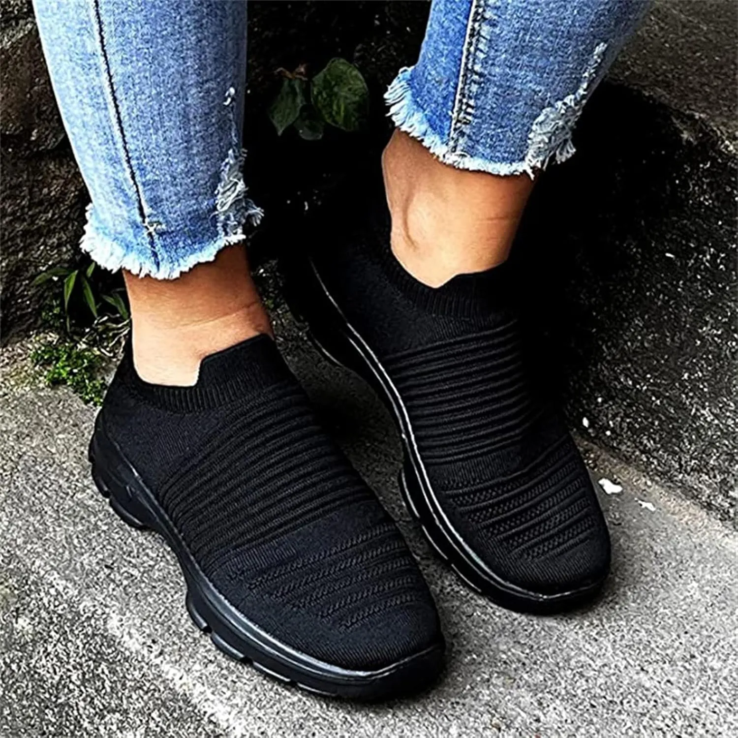 Ladmiple Womens Tennis Shoes Slip On Lightweight Walking Sock Sneakers Non Slip Comfortable Casual Fashion Running Shoes