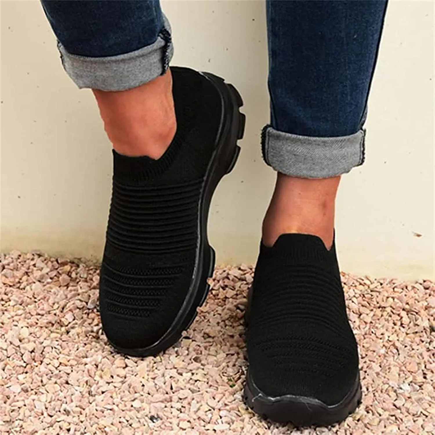 Ladmiple Womens Tennis Shoes Slip On Lightweight Walking Sock Sneakers Non Slip Comfortable Casual Fashion Running Shoes