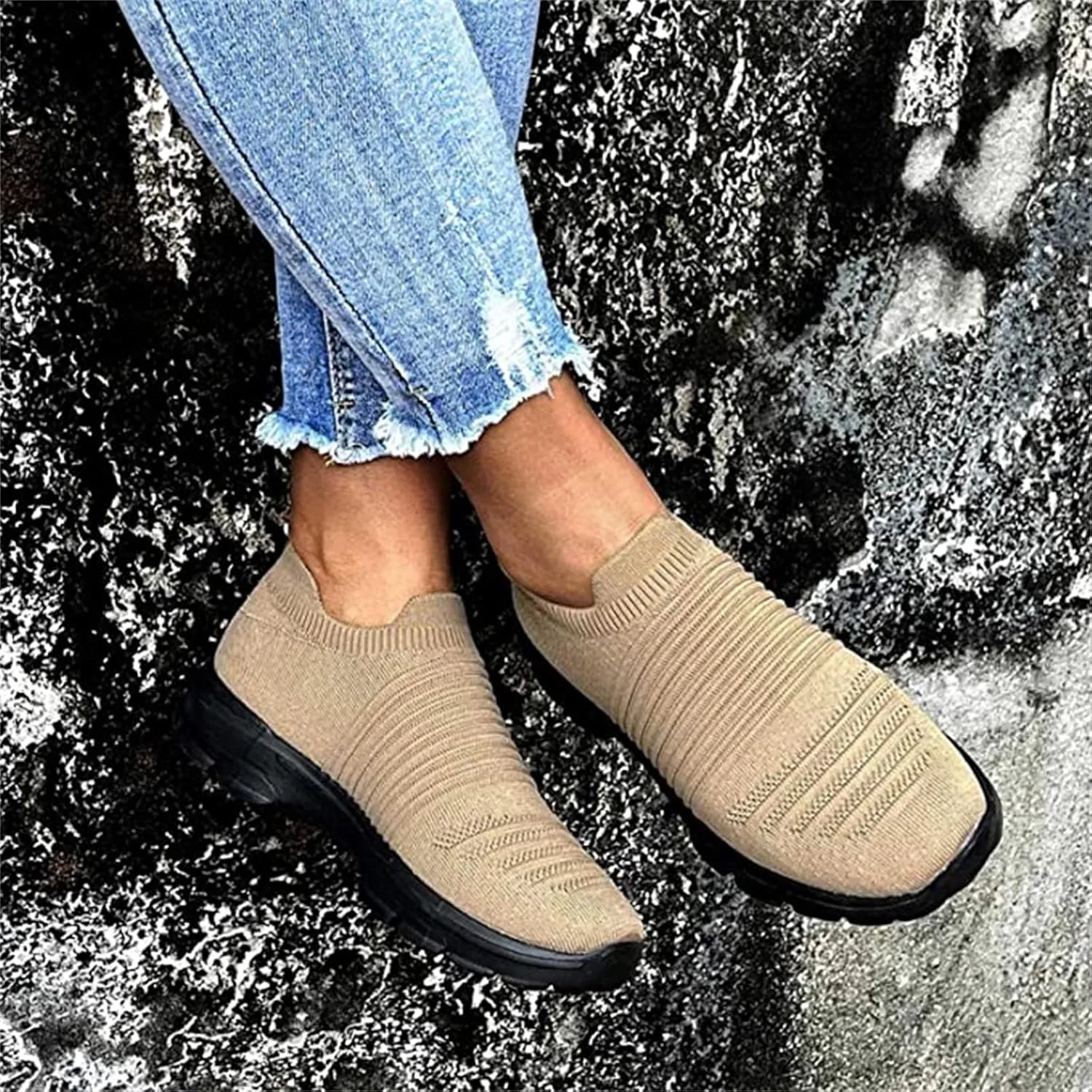 Ladmiple Womens Tennis Shoes Slip On Lightweight Walking Sock Sneakers Non Slip Comfortable Casual Fashion Running Shoes