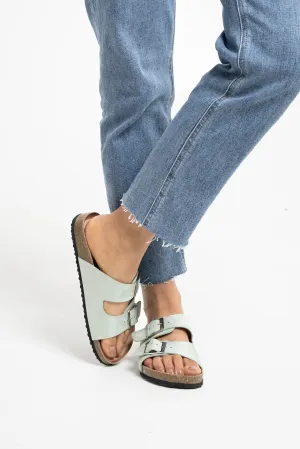 Lauren Double Strap Sliders In Green