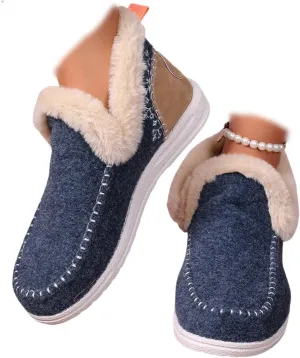 Lausiuoe Boots For Women Ankle Booties Warm Fur Lined Winter Snow Boots Outdoor Short Booties Casual Fashion Loafers Shoes