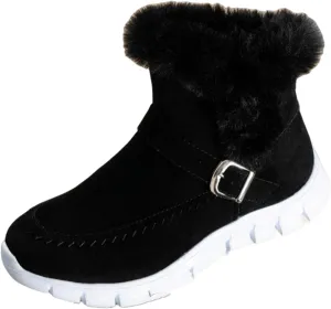 Lausiuoe Boots For Women Ankle Booties Warm Snow Boots Classic Fuzzy Fur Lining Fashion Winter Boots Slip On Loafers Shoes