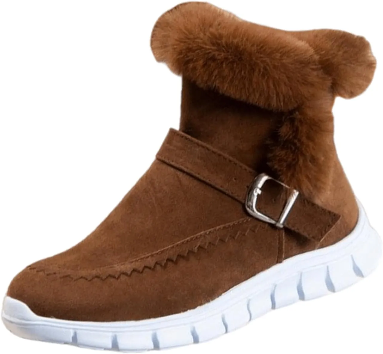 Lausiuoe Boots For Women Ankle Booties Warm Snow Boots Classic Fuzzy Fur Lining Fashion Winter Boots Slip On Loafers Shoes