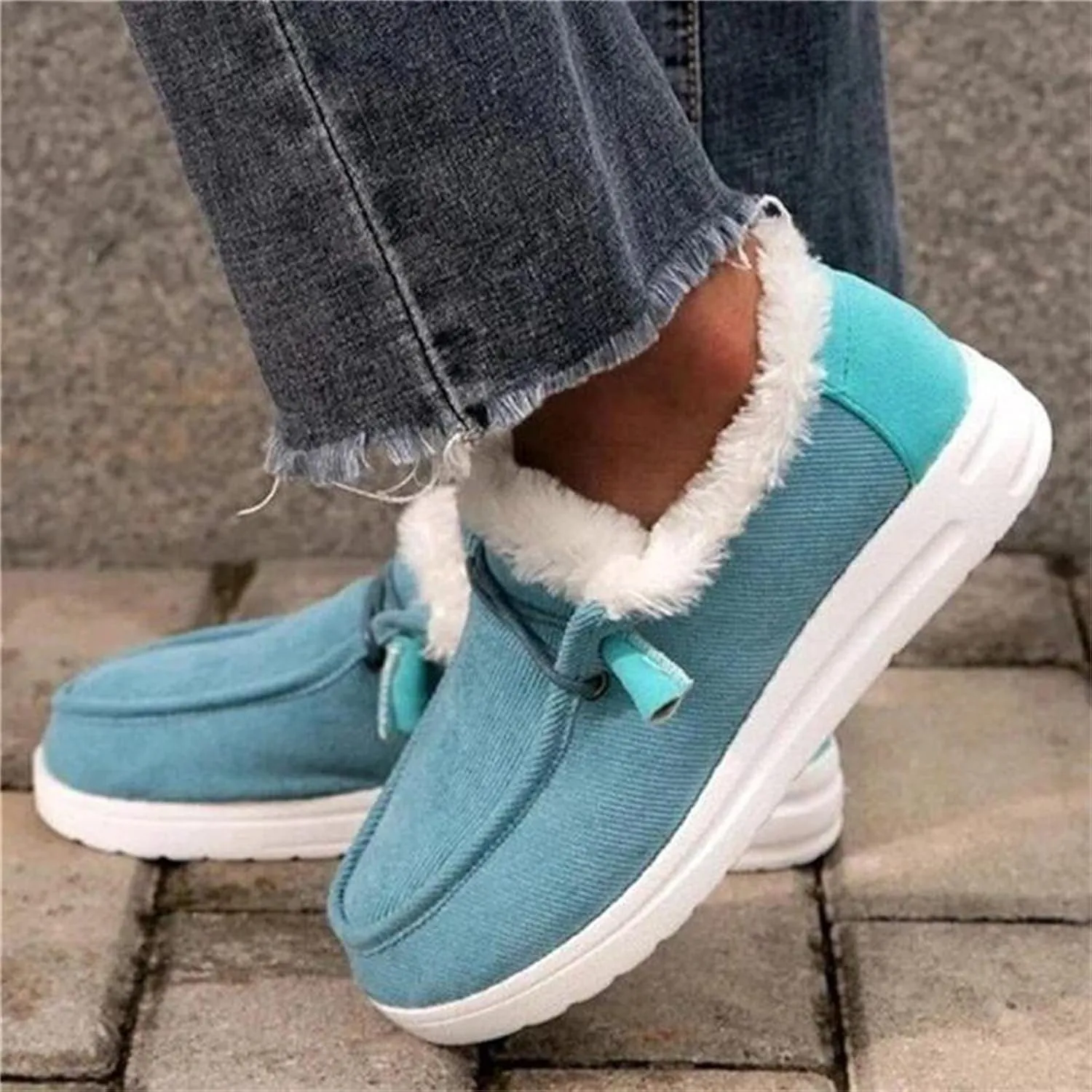 Lausiuoe Cute Winter Boots For Women Fashion Snow Boots Warm Casual Trendy Comfortable Slip On Fur Lined Fuzzy Loafers Shoes