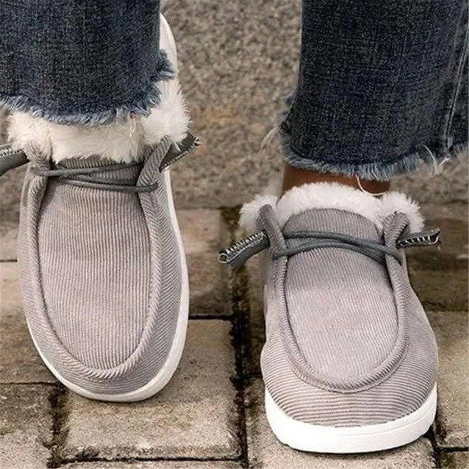 Lausiuoe Cute Winter Boots For Women Fashion Snow Boots Warm Casual Trendy Comfortable Slip On Fur Lined Fuzzy Loafers Shoes