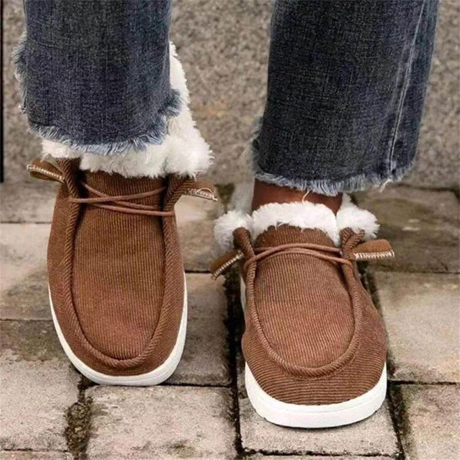 Lausiuoe Cute Winter Boots For Women Fashion Snow Boots Warm Casual Trendy Comfortable Slip On Fur Lined Fuzzy Loafers Shoes