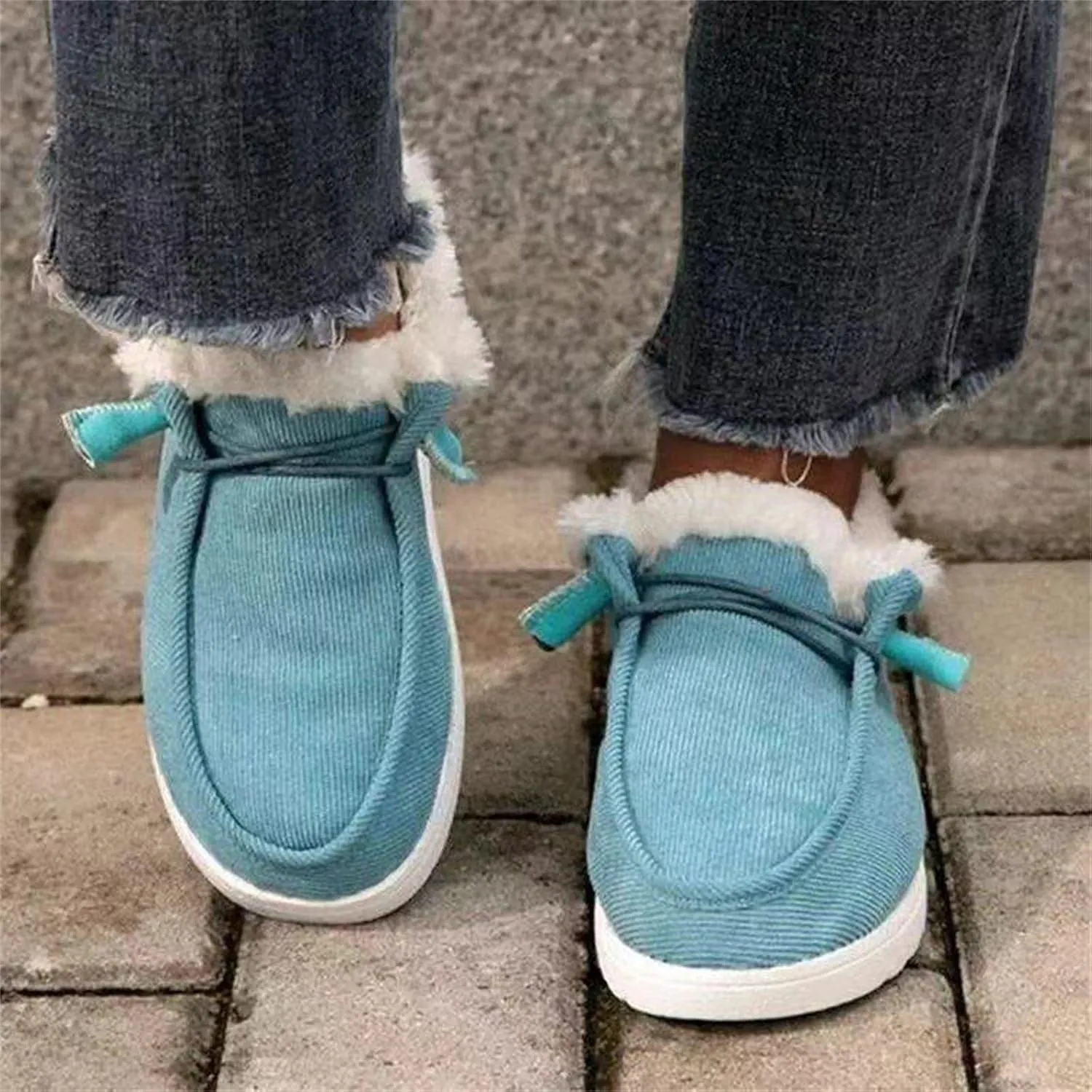 Lausiuoe Cute Winter Boots For Women Fashion Snow Boots Warm Casual Trendy Comfortable Slip On Fur Lined Fuzzy Loafers Shoes
