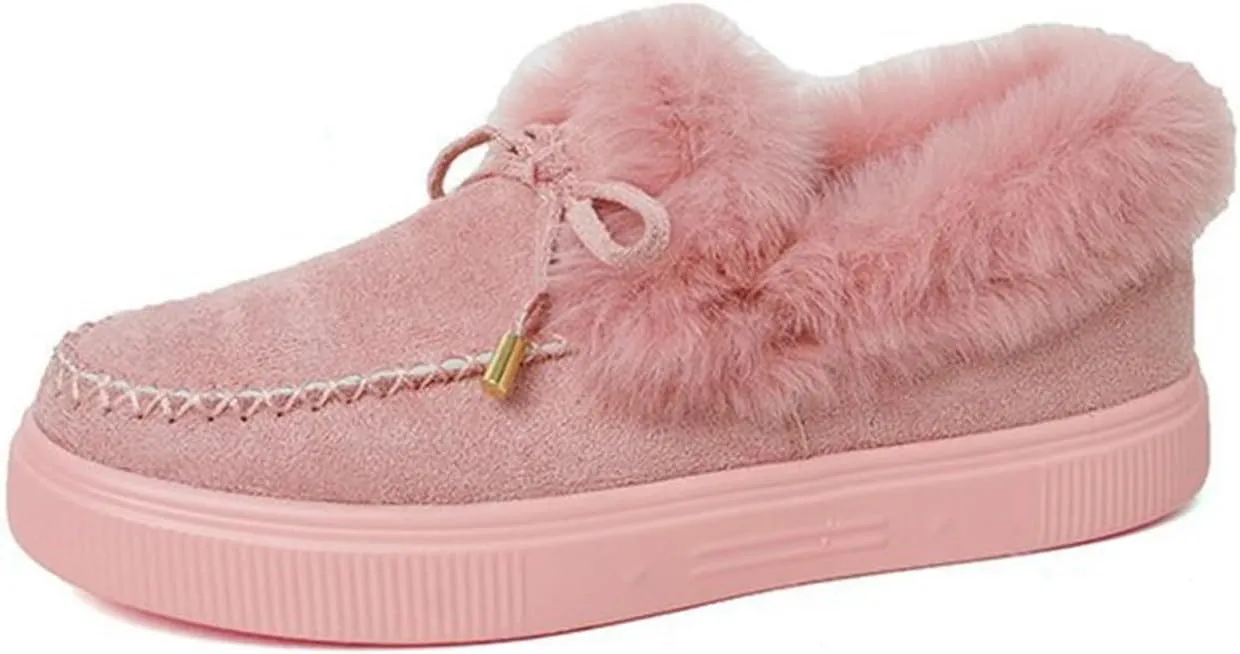 Lausiuoe Winter Fashion Boots For Women 2024 Snow Boots Winter Shoes with Fur Lined Warm Slip On Casual Fuzzy Ankle Booties