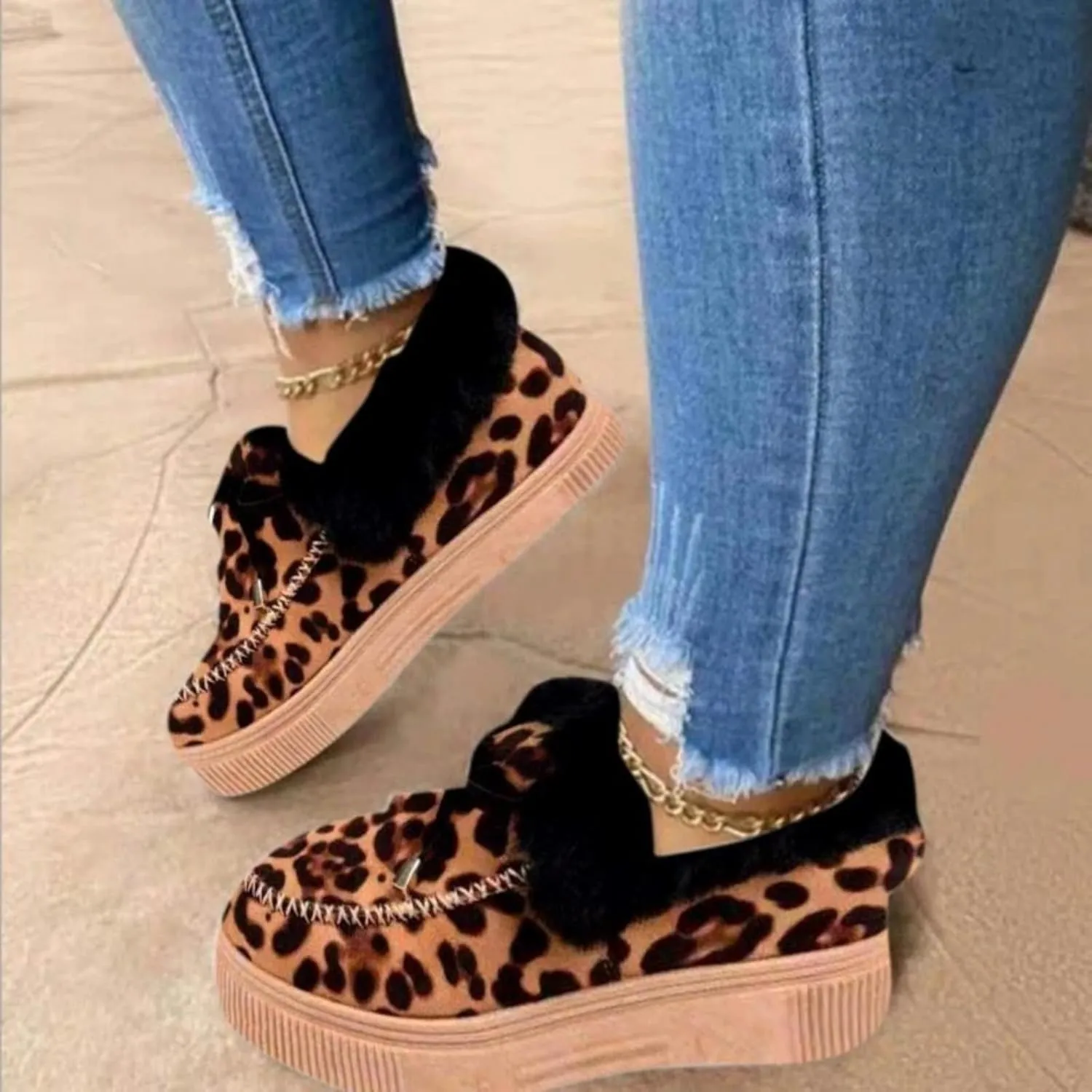 Lausiuoe Winter Fashion Boots For Women 2024 Snow Boots Winter Shoes with Fur Lined Warm Slip On Casual Fuzzy Ankle Booties
