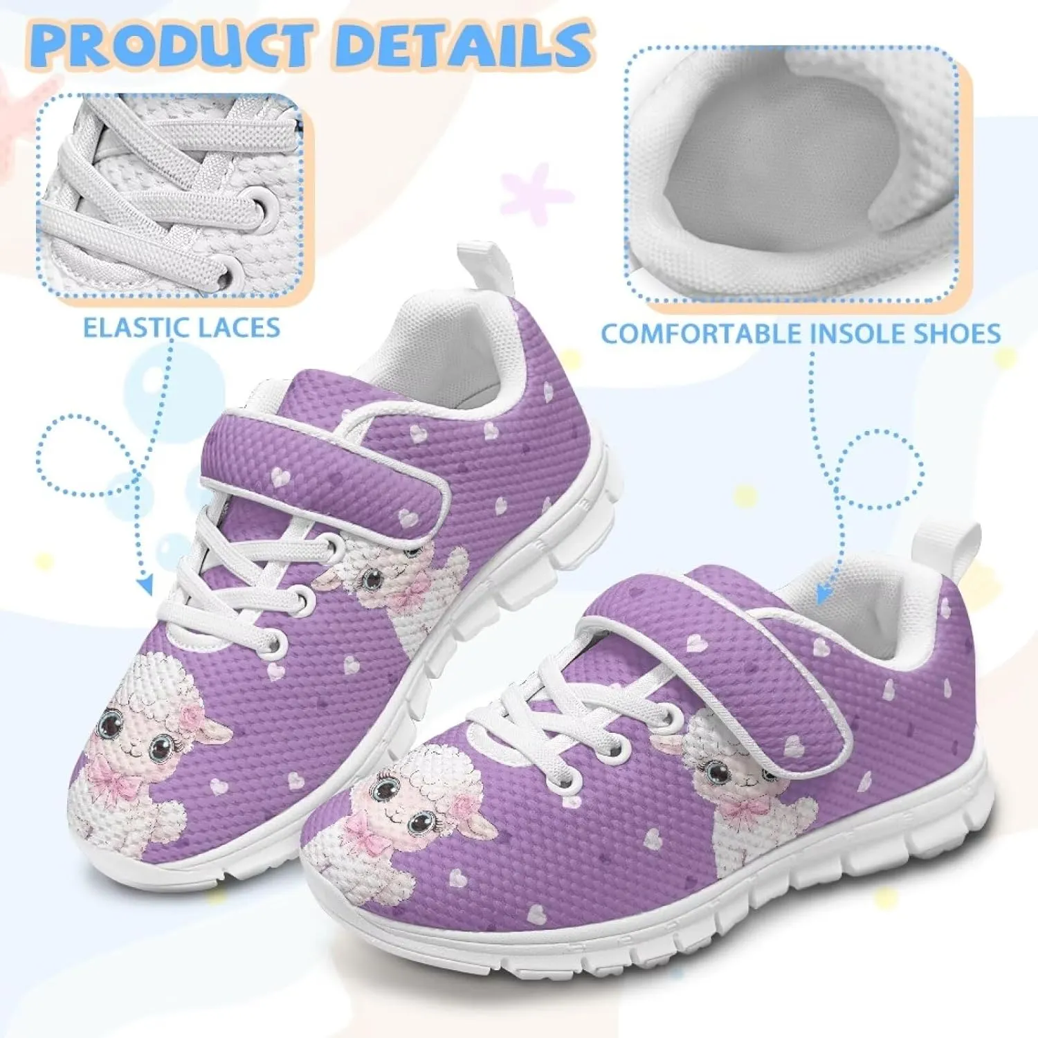 Little Girls Shoes Hook and Loop Fasteners Tennis Shoes Non Slip Athletic Sneakers