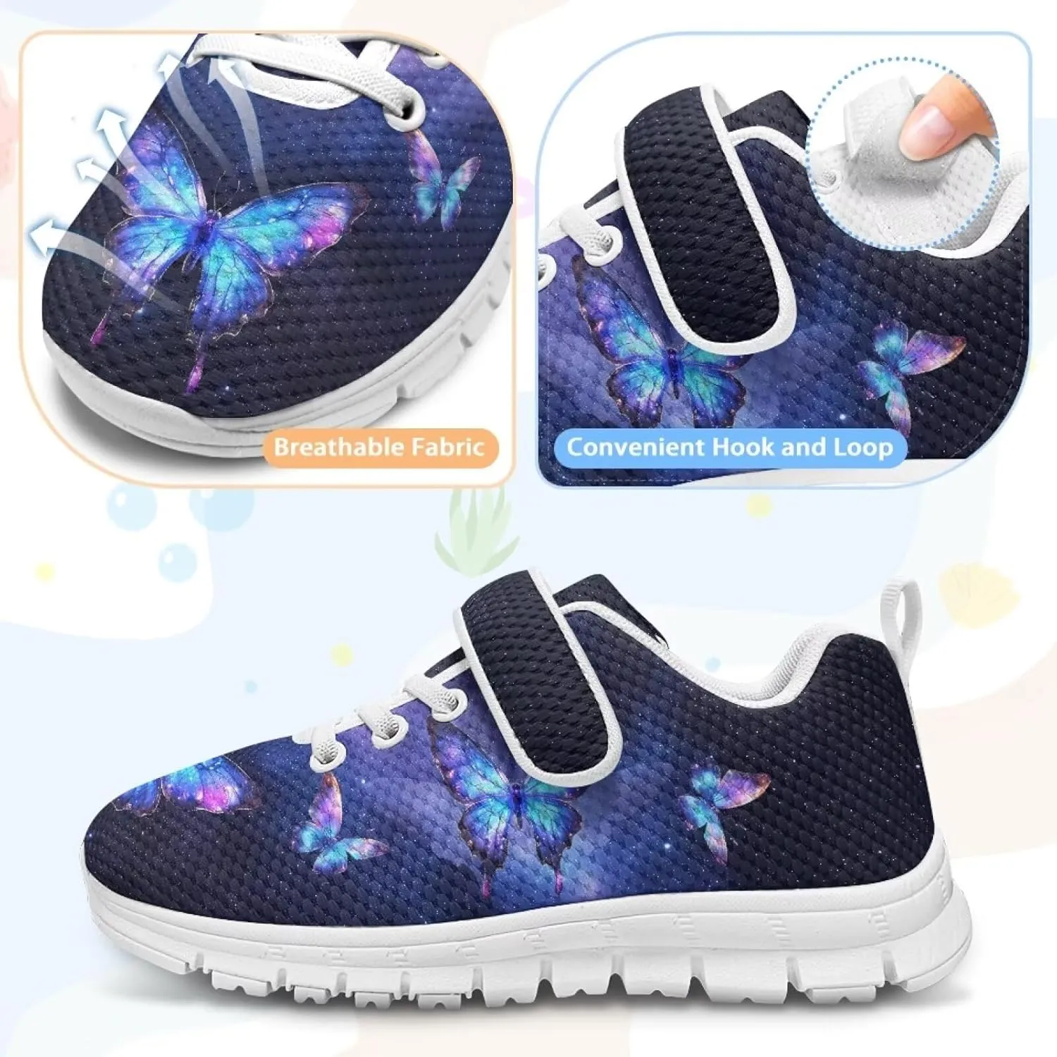 Little Girls Shoes Hook and Loop Fasteners Tennis Shoes Non Slip Athletic Sneakers
