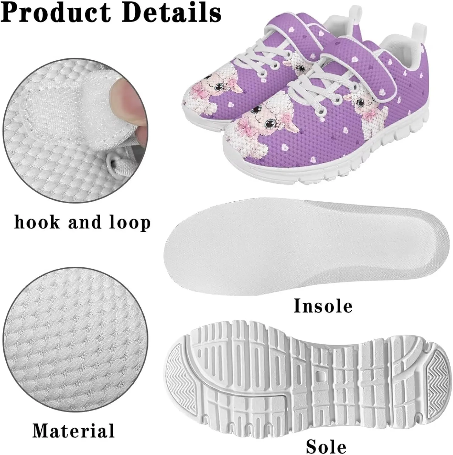 Little Girls Shoes Hook and Loop Fasteners Tennis Shoes Non Slip Athletic Sneakers