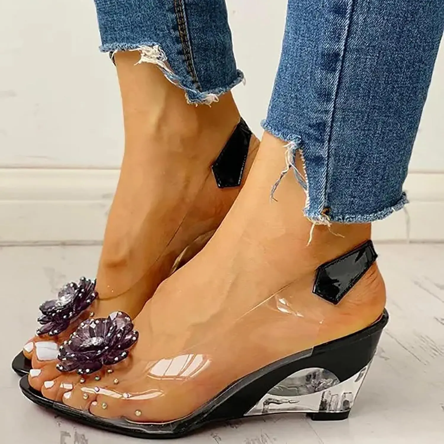 Low Block Chunky Heeled Sandal for Women Comfortable Walking Strappy Pumps for Women Going Out Walking Shoes