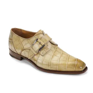 Mauri 4853 Agogna Bone Alligator Body Monk Strap Dress Shoes