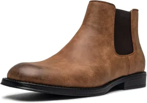 Men Chelsea Boots Slip-on Formal Dress Boots for Men Casual Ankle Men Boots Brown (AM22811-BRN-43)