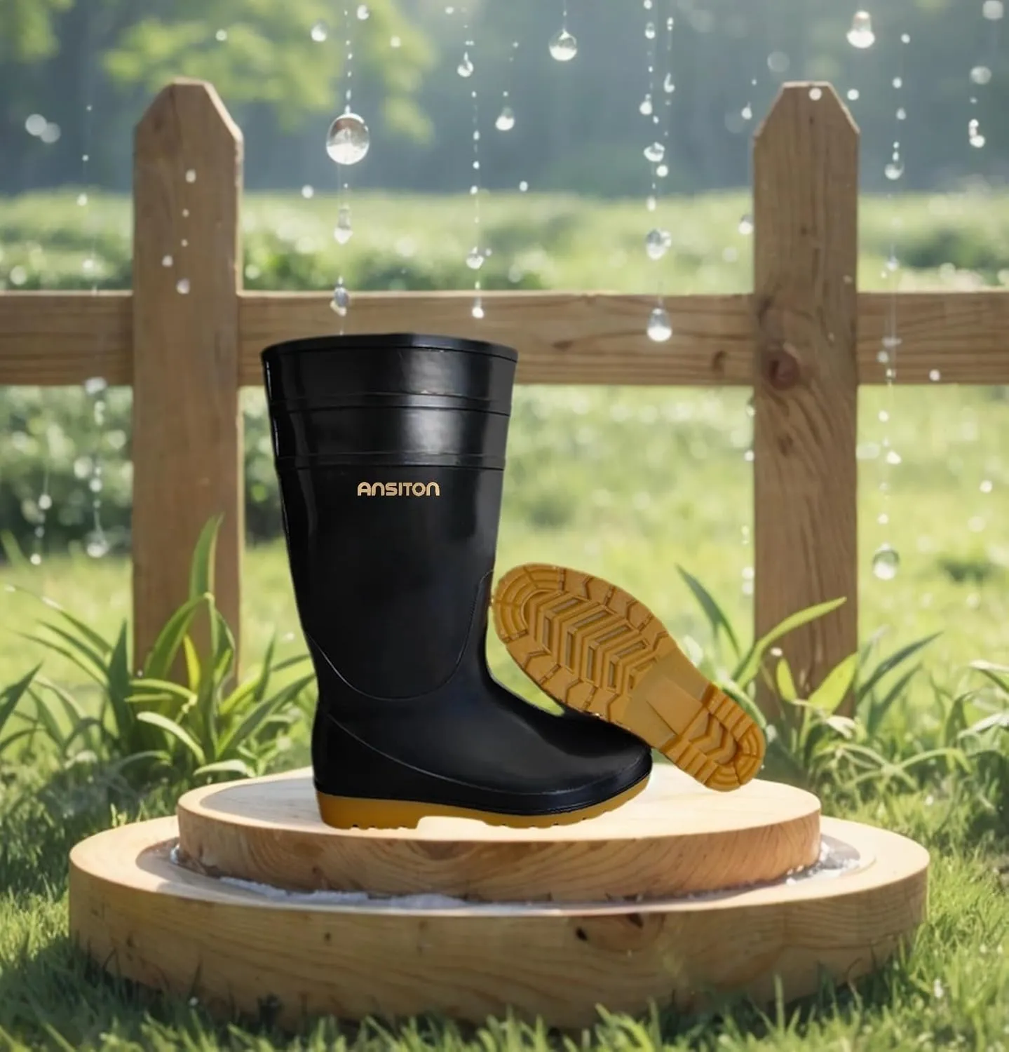 Men's Black Waterproof PVC Slip - On Rain Boots - High & Mid Calf Styles, Ideal for Outdoor, Garden, Farm, Mud & Fishing, Comfortable, Durable, Easy to Clean