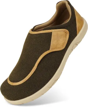 Men's Extra Wide Slip on Walking Shoes with Arch Support, Comfortable Casual Shoes for Pain Relief with Non Slip Rubber Sole Adjustable Comfortable Orthopedic Shoes for Plantar Fasciitis