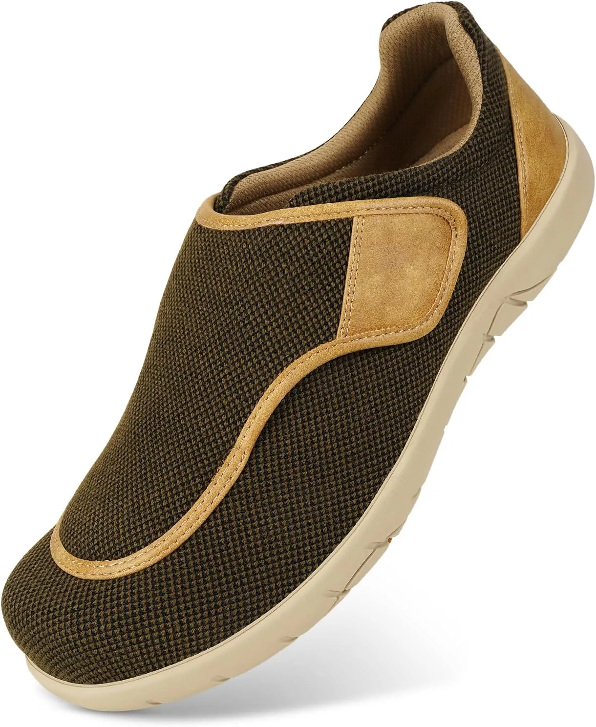 Men's Extra Wide Slip on Walking Shoes with Arch Support, Comfortable Casual Shoes for Pain Relief with Non Slip Rubber Sole Adjustable Comfortable Orthopedic Shoes for Plantar Fasciitis