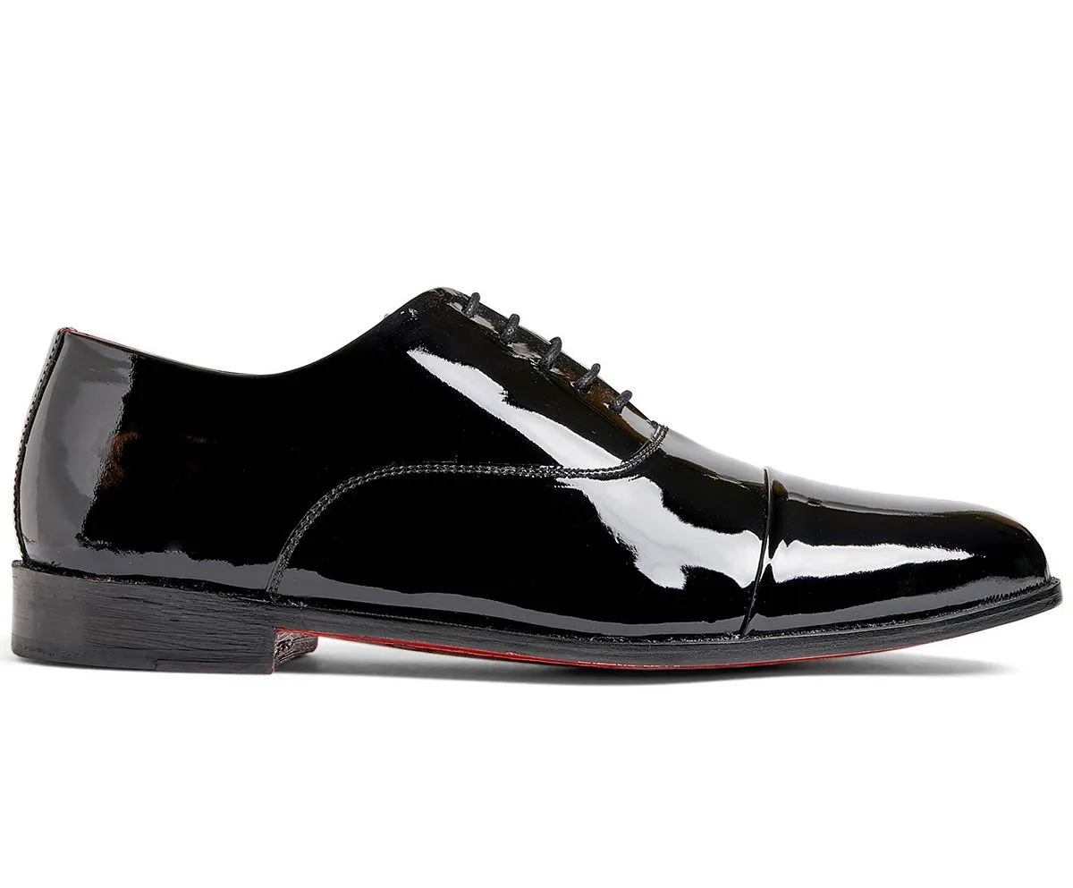 Men's patent leather tuxedo cap-toe oxford dress shoes Carlos by Carlos Santana black