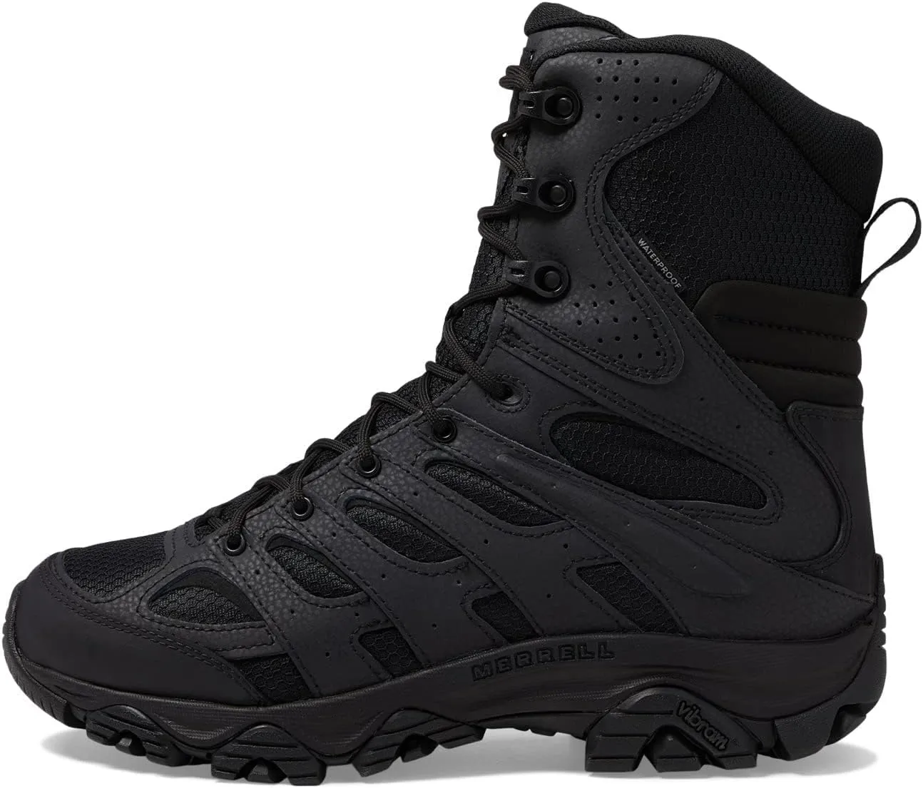 Merrell Mens Moab 3 8 Zip Tactical Waterproof Boots, Durable & Comfortable Coated Leather Combat Hiking Shoes