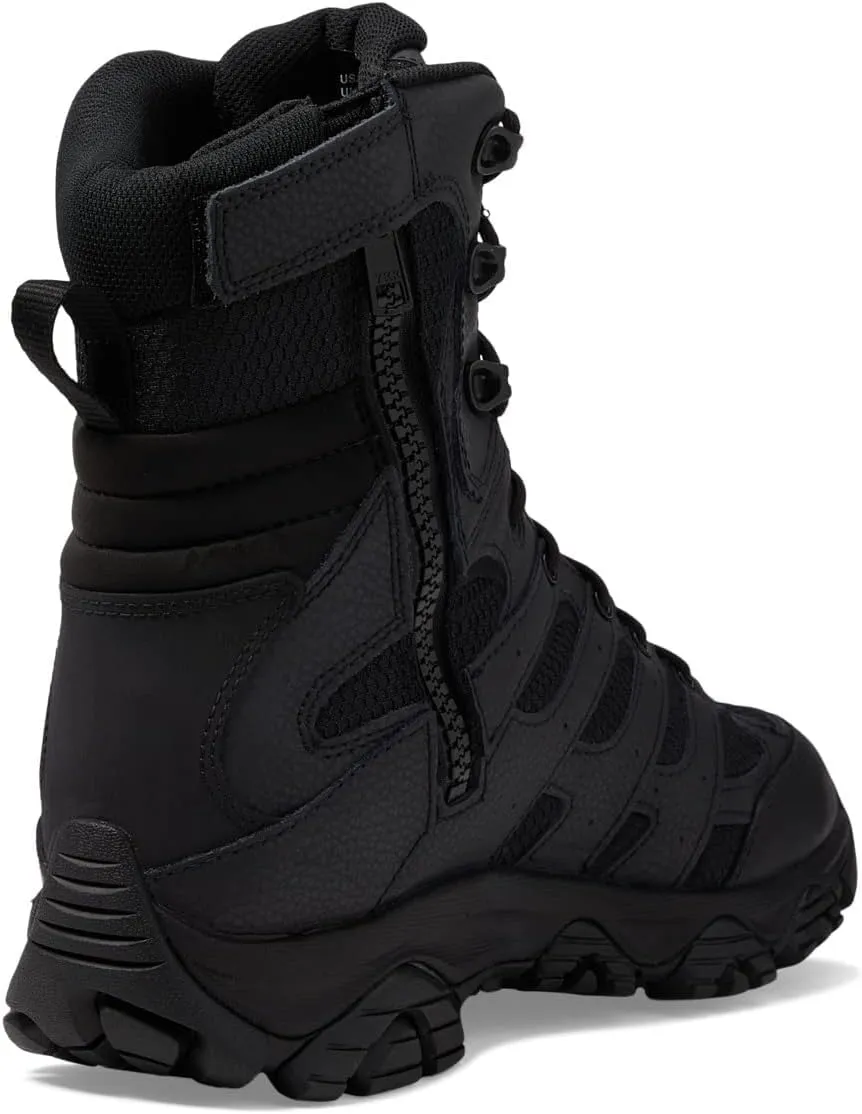 Merrell Mens Moab 3 8 Zip Tactical Waterproof Boots, Durable & Comfortable Coated Leather Combat Hiking Shoes