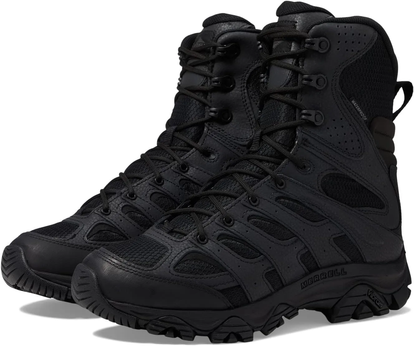 Merrell Mens Moab 3 8 Zip Tactical Waterproof Boots, Durable & Comfortable Coated Leather Combat Hiking Shoes