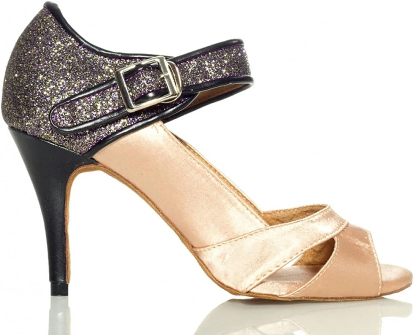 Minishion Women's TH011 Single Strap Satin Wedding Ballroom Latin Taogo Dance Sandals