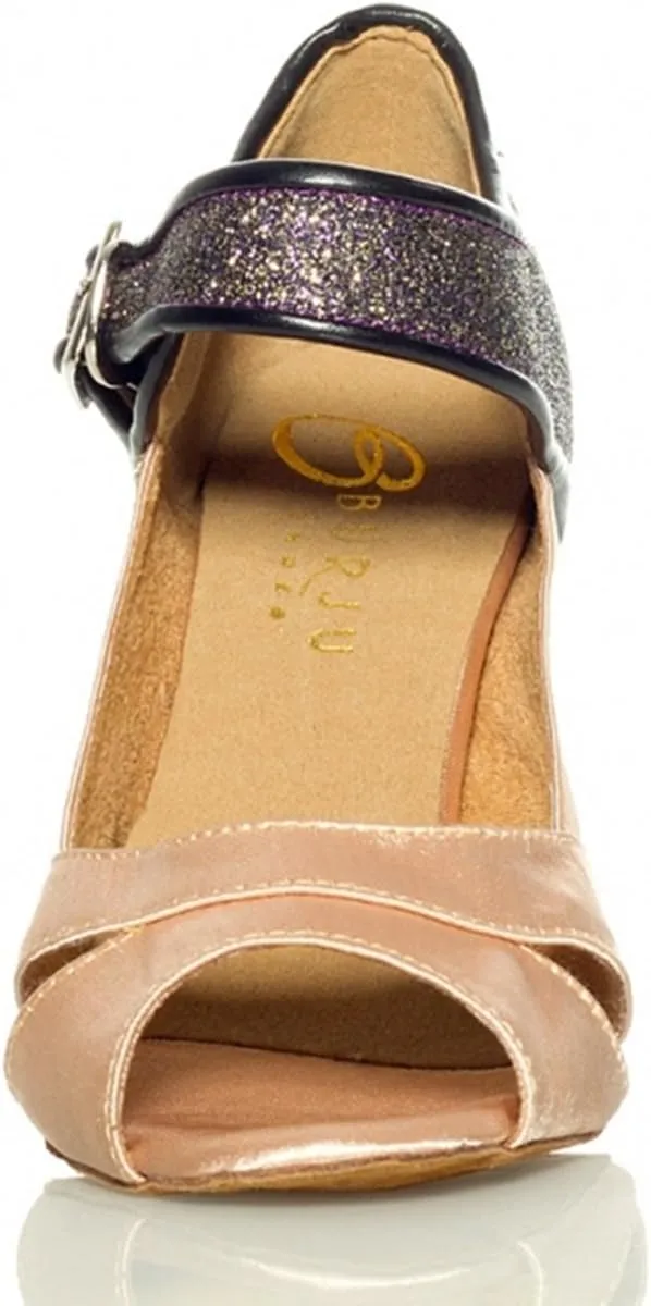 Minishion Women's TH011 Single Strap Satin Wedding Ballroom Latin Taogo Dance Sandals