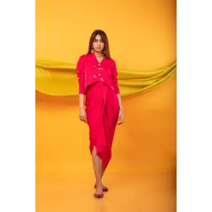 MONK & MEI Gulabo Fuchsia Pink Dhoti And Shirt Co-Ord (Set of 2)