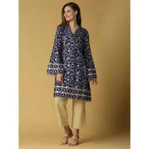 MONK & MEI Kavya-Pakistani Kurta With Gold Pant-Deep Blue (Set of 2)